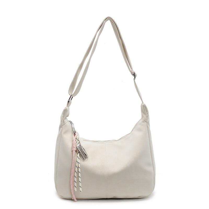 Niche cream soft waxy tote bag casual versatile student commuting large-capacity messenger bag woman