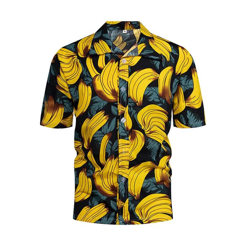 3D Printed Banana Fruit Graphic Shirt for Mens Casual Short Sleeve Beach Hawaiian Shirts Men  Vacation Tees Streetwear
