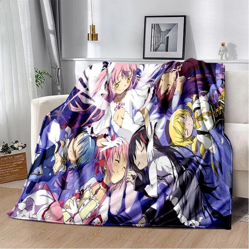 Karikatür Puella Magi Madoka Magica Battaniye, Yumuşak Atmak Battaniye Ev Yatak Odası Yatak Kanepe Piknik Seyahat Ofis Kapak Battaniye Çocuklar için