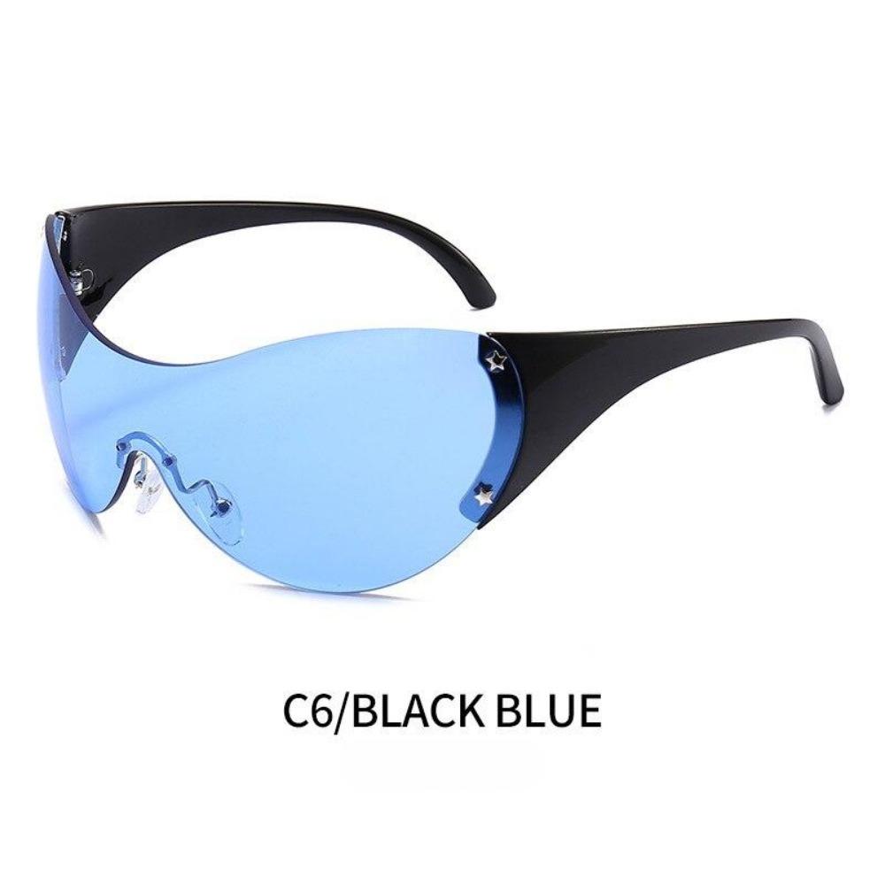 

Модні великі цільні сонцезахисні окуляри Y2K Жіночі брендові вінтажні панк сонцезахисні окуляри без оправи Жіночі чоловічі унікальні зіркові відтінки