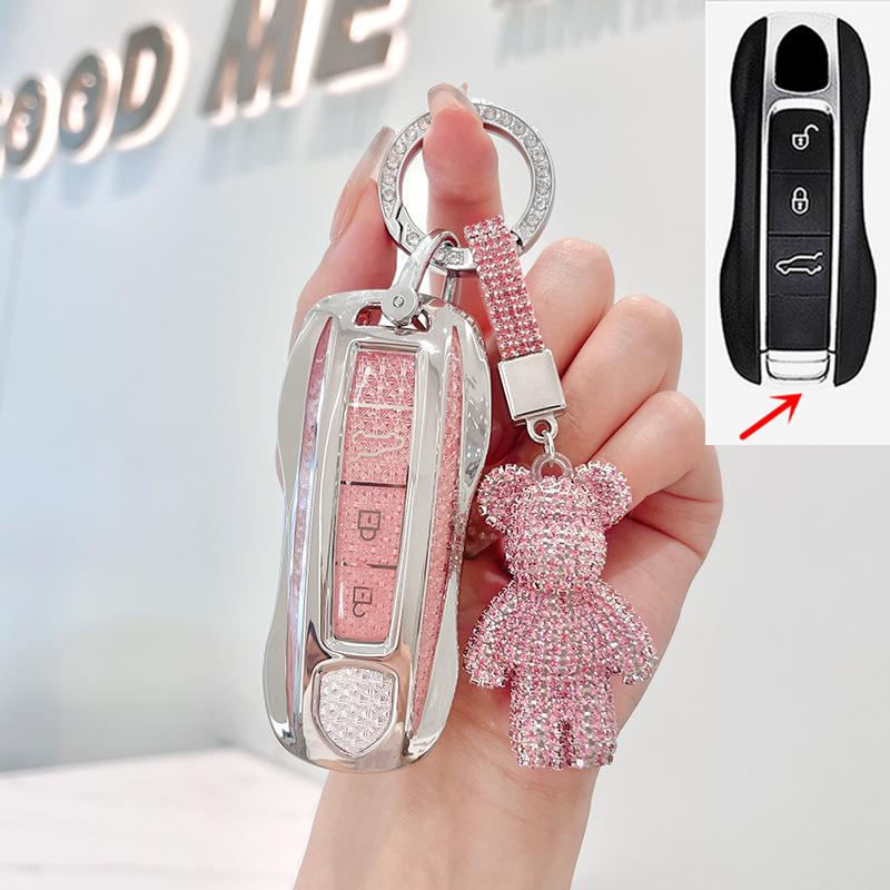 TPU Car Remote Key Cover Case Holder shell Chain Protector Fob For Porsche Taycan Panamera Macan Cayenne Hybird 718 911 Boxster
