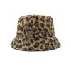 Autumn Winter Women's Leopard Fisherman Hat Lamb Plush Warm Basin Hat Sun Protection Cap