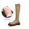 Krazing Pot Flock Autumn Winter Shoes Thick Med Heels Flat Platform Size 43 Modern Boots Stretch Knee Boots