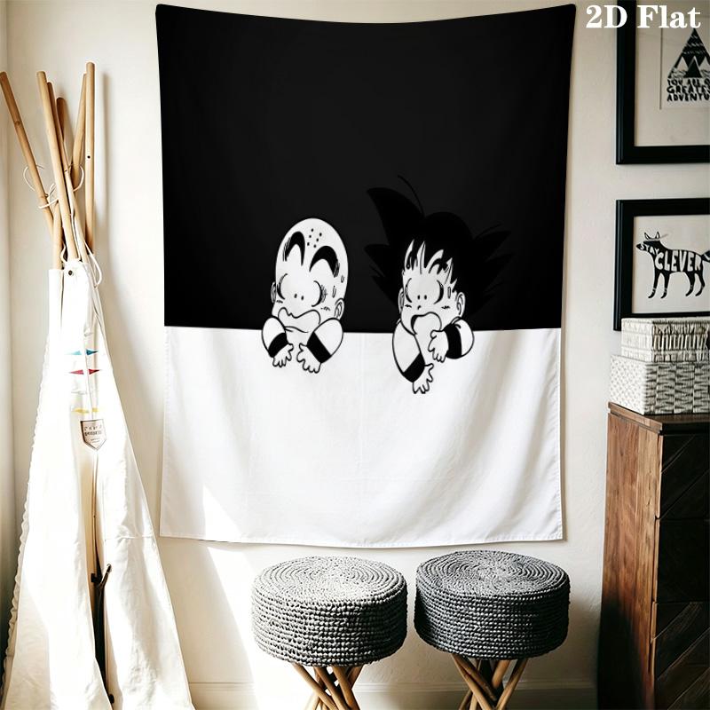 Cute Cartoon Son Goku Wall Tapestry Aesthetic Wall Hanging Printed Fabric Blanket Decorative Tapestries For Bedroom Living Room Home Decor