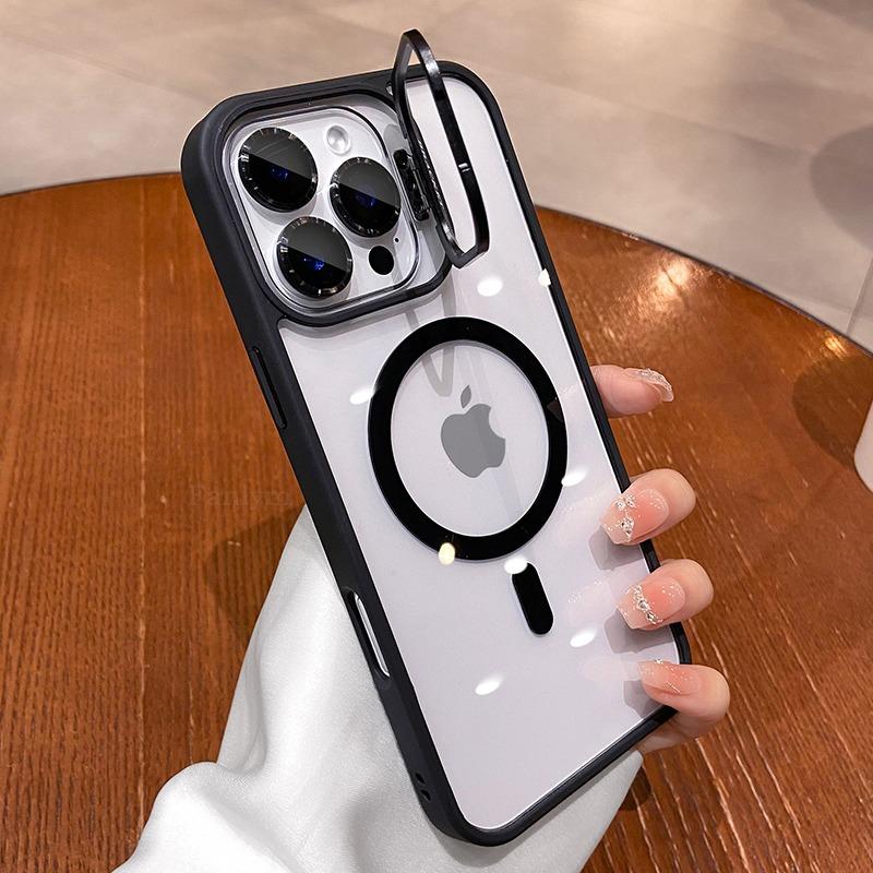 Holder Wireless Charging Phone Case For iPhone 17 Pro Max 16 15 14 13 12 11 Pro Max Plus Air Lens Protection Cover Funda