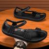 2025 summer couple retro EVA straw shoes men's breathable beach sandals casual non-slip wading cold slippers