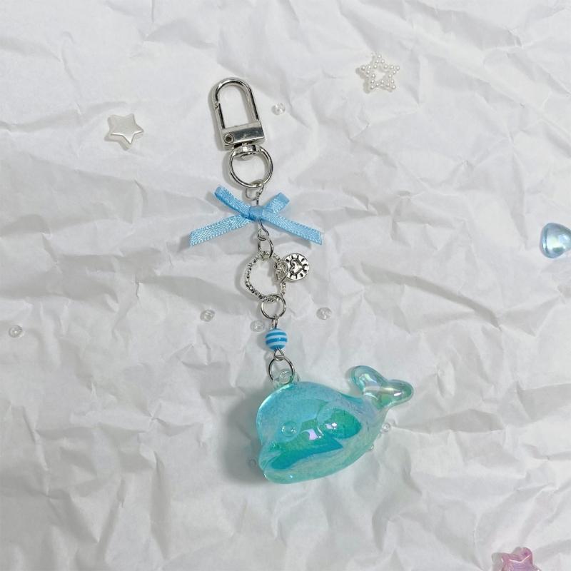 Multicolor Resin Whale Keychain Stylish Beadwork And Decoration Gift For Her