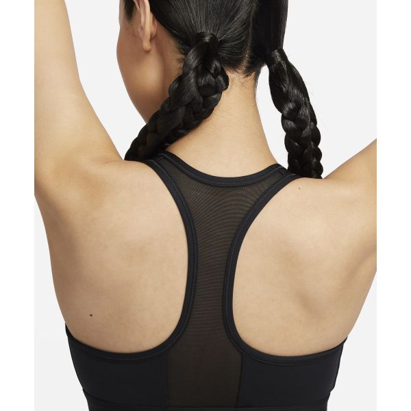 Nike Sutiã esportivo Dri-Fit de suporte médio Swoosh com zíper frontal Sutiã esportivo feminino preto FN2732-010