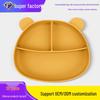 Silicone Bear Divided Plate with Suction Cup - Anti-Scald, Anti-Fall Baby Food Utensil