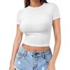 Women Y2K Crop Top Short Sleeve T Shirt Slim Fit Casual Basic Tee Stretchy Summer Tops