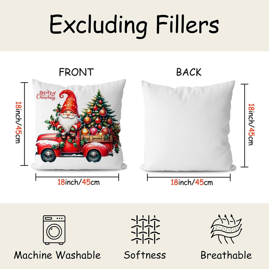 1Pc Christmas Decorative Pillowcase - Designed With Christmas Trees, Wreaths, Gifts, And Gnome Patterns, This Soft Holiday Decor