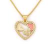 Nidin New Fashion Heart Shape Hollow Design Delicate Pendant Necklace For Women Men Inlaid Colorful Zircon Jewelry Birthday Gift