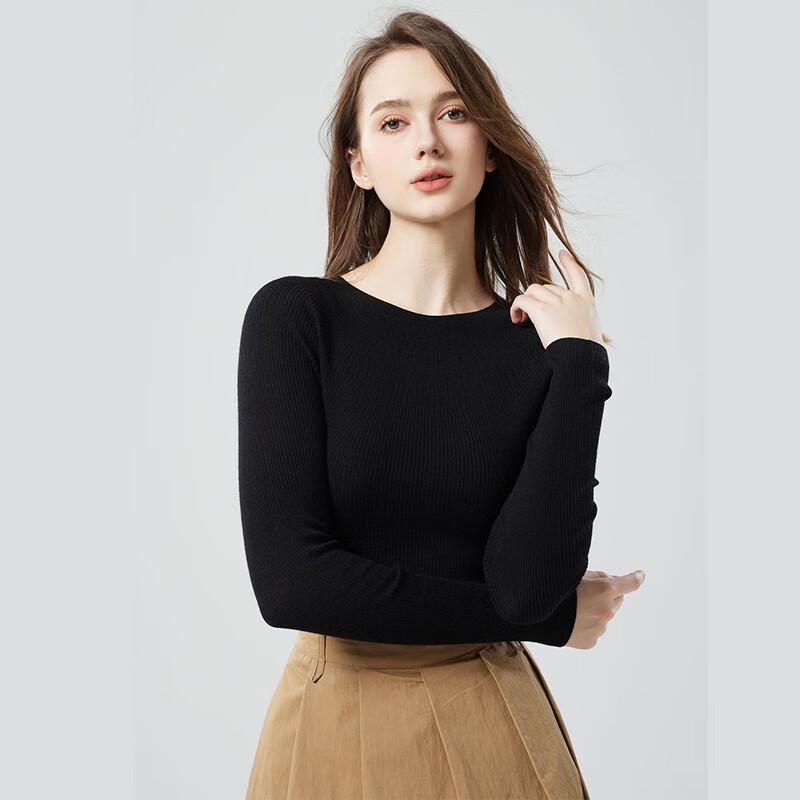 

Fengxun Women s Seamless 100% Wool Round Neck Sweater S