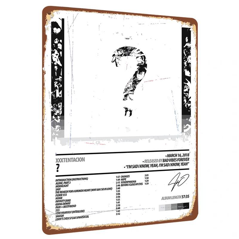 XXXtentacion Album Cover Custom Metal Wall Art Music Decor Collectible for Fans 20x30cm(7.8x11.8inch)