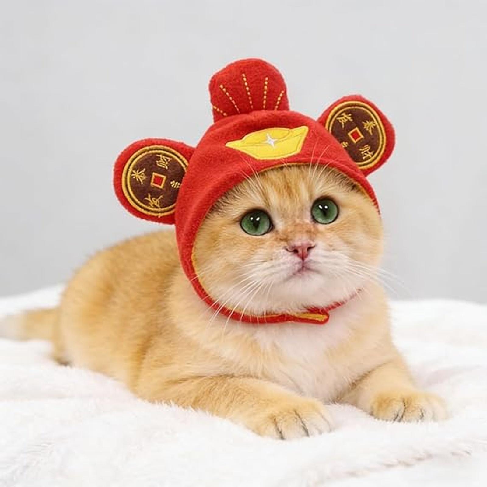 

Hat Costume Chinese CAI Shen Hat Chinese New Year for Cats and Small Dogs Puppy Costume Accessory one size червоний