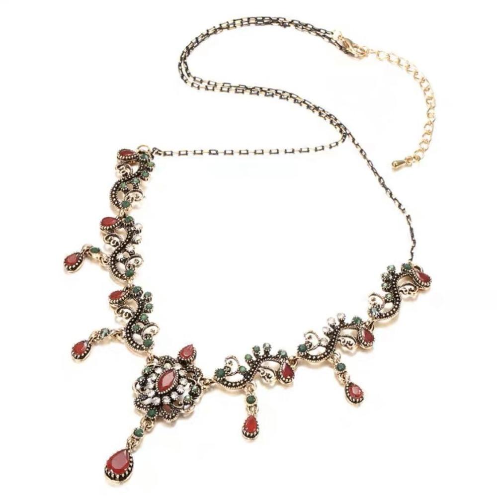 Vintage Tibetan Tassel Necklace Rhinestone Forehead Chain Fashion Ethnic Style Necklace  Wedding
