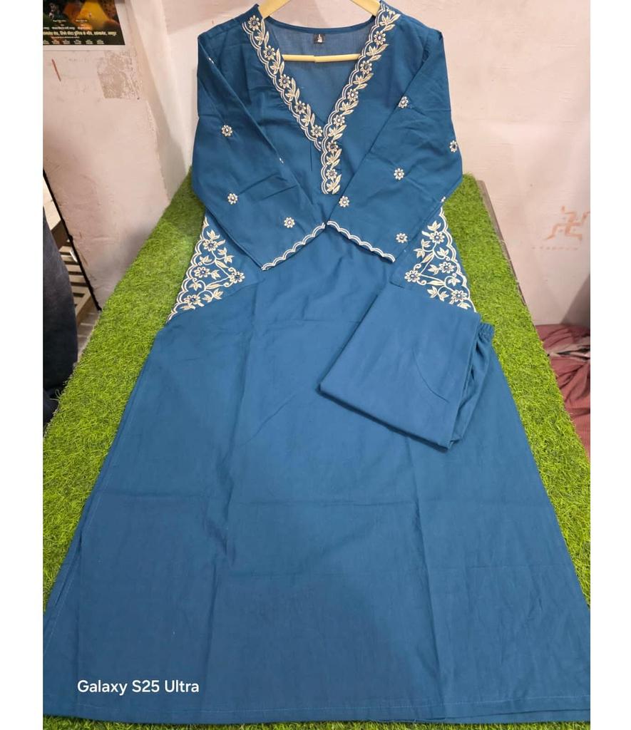 Partykleidung Designer Kurta Hosen Set Indische Frauen Bollywood Oberteil Tunika Kurti Baumwollkleid