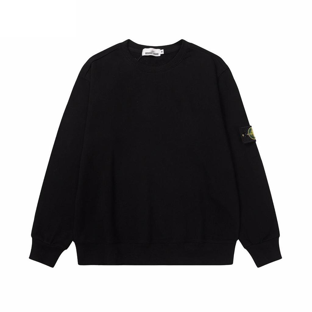 Unisex jednobarevná mikina s kulatým výstřihem, nášivkou a dlouhým rukávem