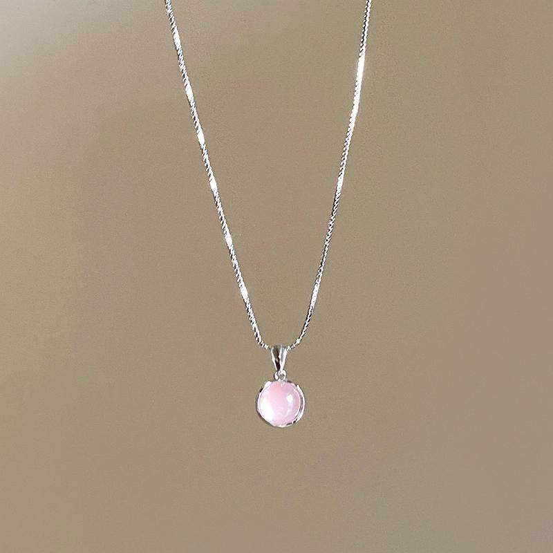 Elegant Simple Round Opal Necklace For Women Girls  Sweet Clavicle Chain Advanced Sense Necklace Jewelry Birthday Gifts