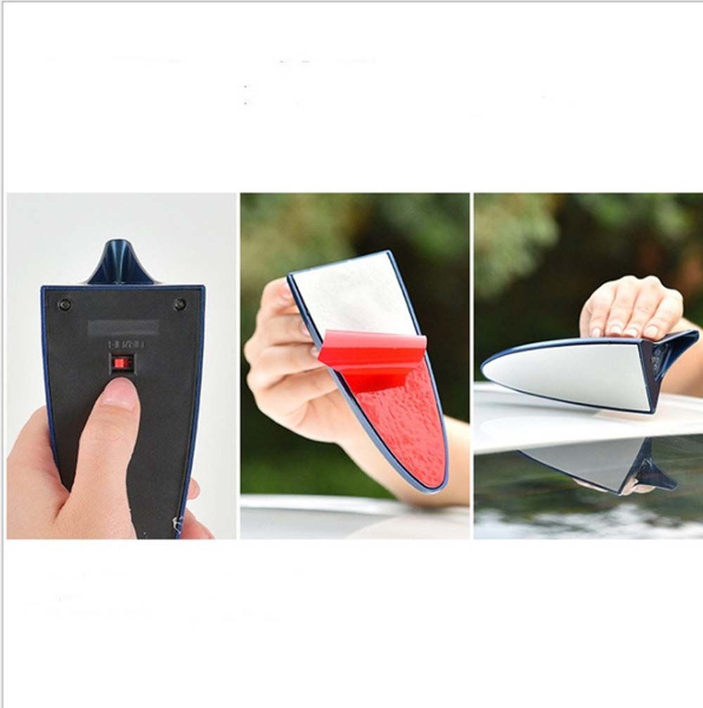 Car Roof Solar Shark Fin Antenna Car Decorative Light Rear-end LED flash lights Warning Flash Lamp