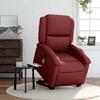 Massage Recliner with Rising Function Burgundy Artificial Leather