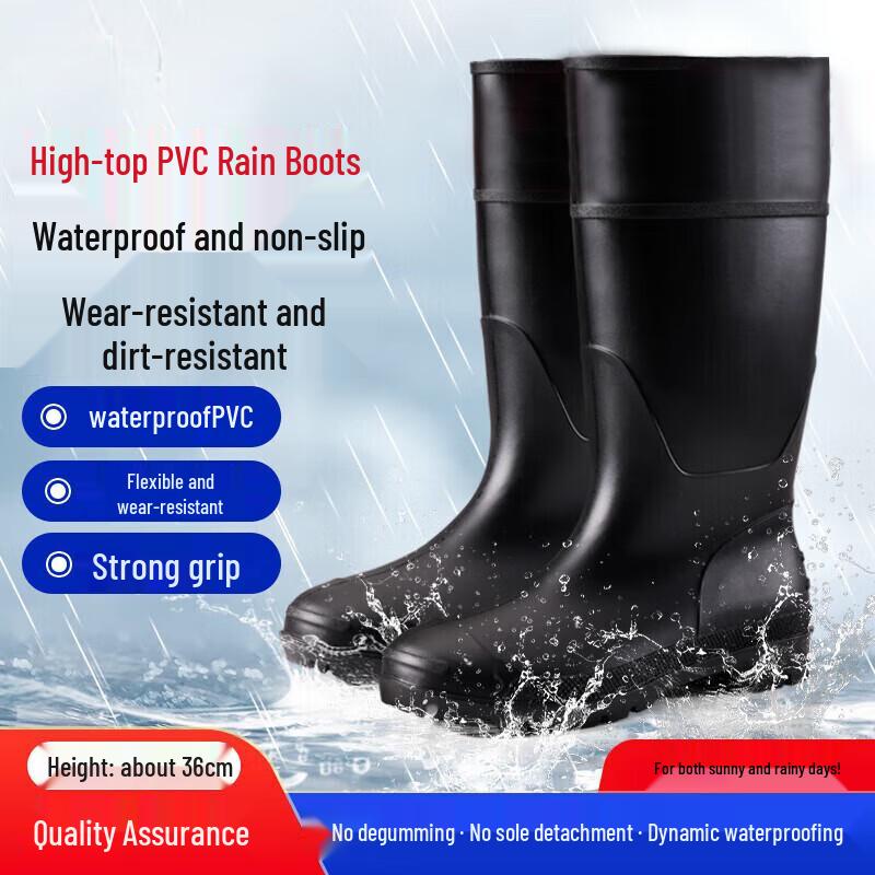 AnDatong Unisex Anti-Slip Acid-Resistant High-Tube Rain Boots 40