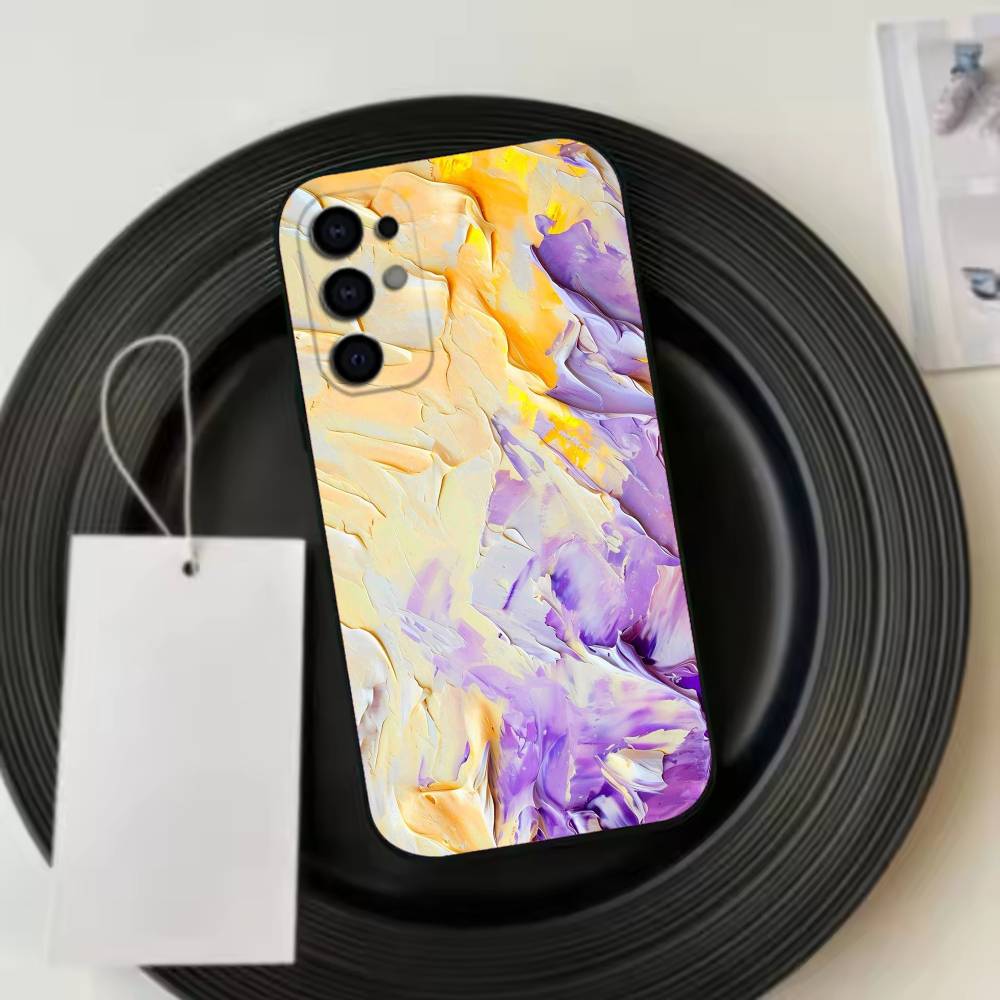 Luxury Pink Blue Oil Painting Phone Case For Samsung S25,S24,S21,S22,S23,S30,Ultra,S20,Plus,Fe,Soft Silicone Black Cover