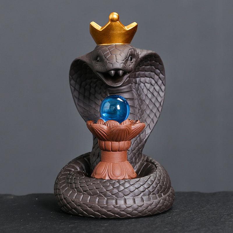 

1pc Purple Clay Buddha Backflow Incense Burner, Creative Snake & Elephant Design, Handcrafted Home Decor (Without Incense)