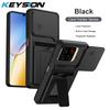 KEYSION Card Slot Holder Bag Phone Case for ZTE Blade A56 Slide Camera Protection Kickstand Shockproof Cover for Blade A56 Pro