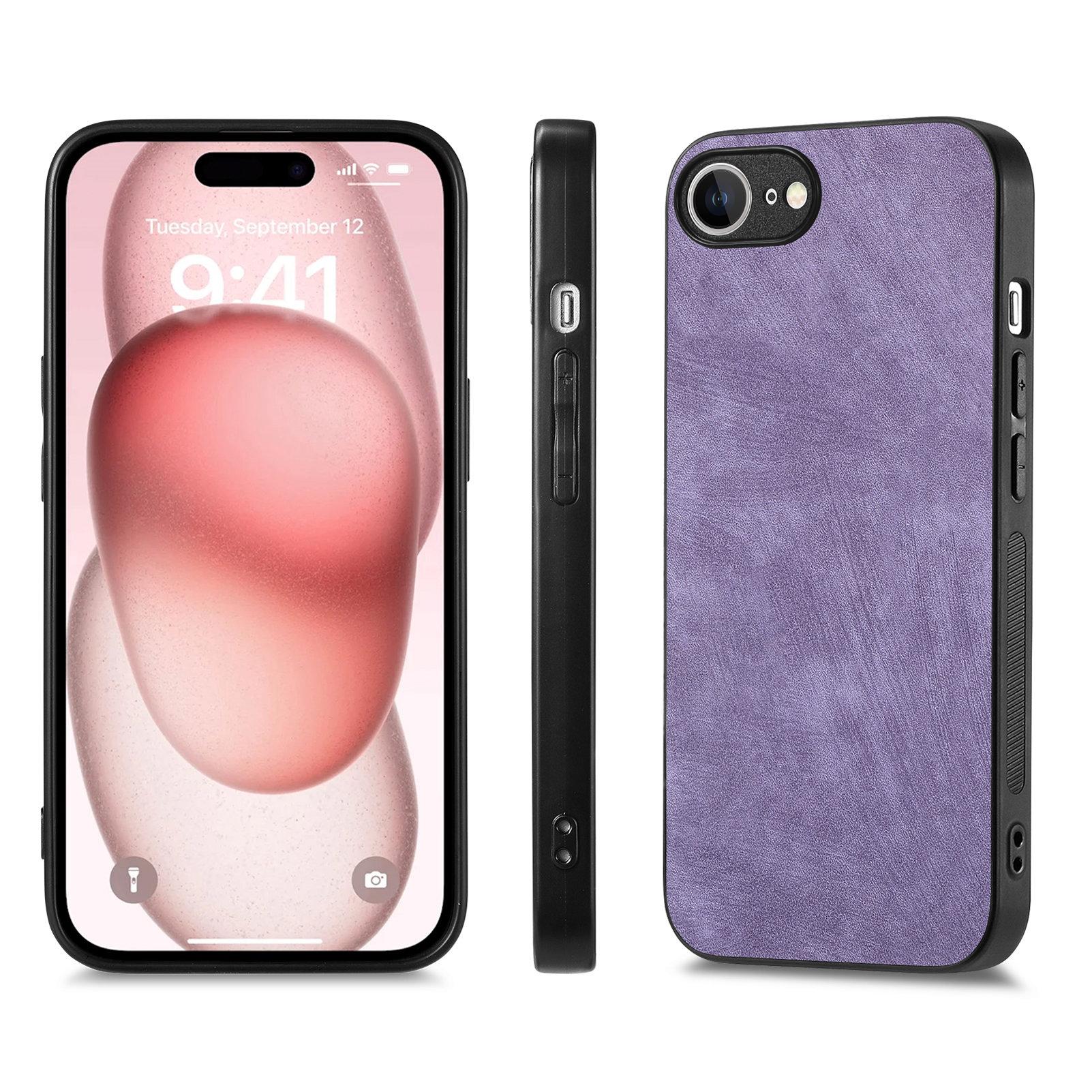 

For iPhone 16e Case Shockproof Slim Retro Leather Phone Back Cover Black