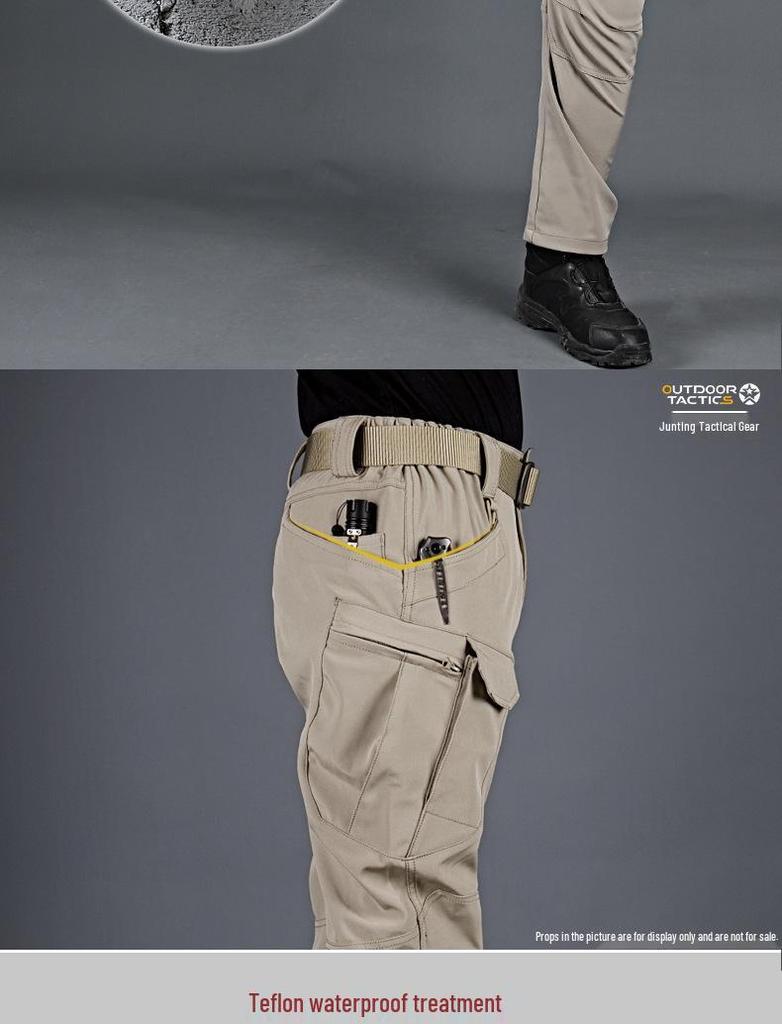 IX7 Men's Camouflage Tactical Pants - Elastic, Wear-Resistant, Soft Shell, Outdoor, Loose Fit for Spring & Autumn