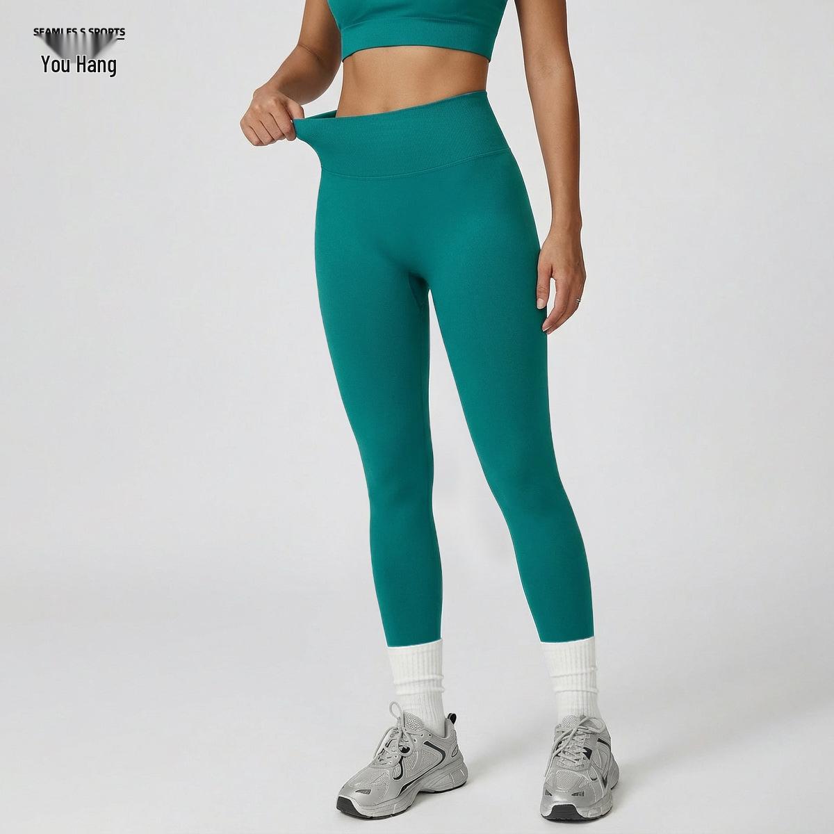 

High-Waisted Butt Lifting Yoga Pants: Women s Sports Tights with High Elasticity Large зелений