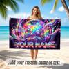 Neon Abstract Theme Beach Towel Personalized Custom Name & Text Soft Quick Dry Beach Towel for Swimming Travel