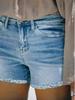 European & American Women's Handmade Ripped Light Blue Loose Denim Shorts