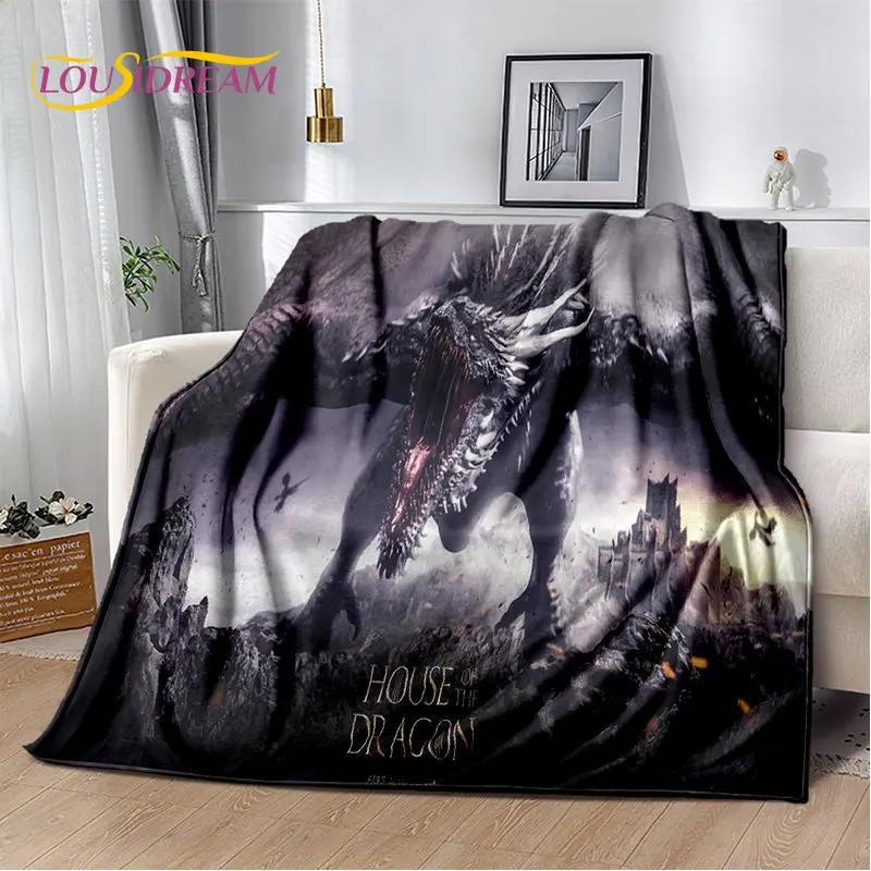 House of The Dragon TV-Film Weiche Plüschdecke, Flanelldecke Überwurfdecke für Wohnzimmer Schlafzimmer Bett Sofa Picknickdecke Kinder