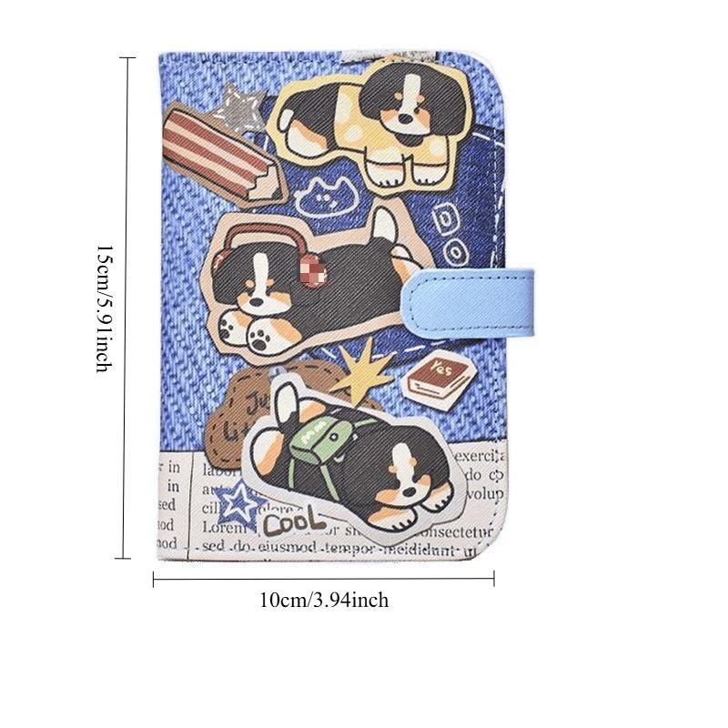 Cute Cartoon PU Passport Cover for Travel, Multi-Functional ID Card Holder Wallet, Portable Ticket & Credit Card Organizer