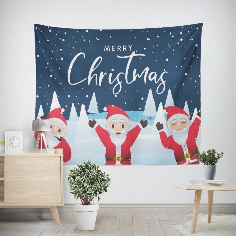 Weihnachten Neujahr Rentierschlitten Muster Wandteppich Wohnzimmer Sofa Auto Innenraum Dekowandteppich