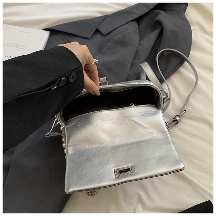 IELGY Large Bead Chain Diamond Underarm Bag Fashion Trendy One-Shoulder Cross-Body Portable
