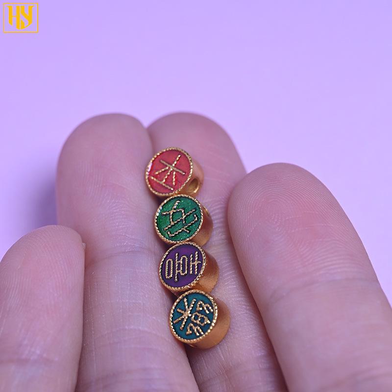 Cloisonné Peace & Joy Bracelet with Copper-Plated 24K Gold Spacers and Sand Gold Fu Character Pendants