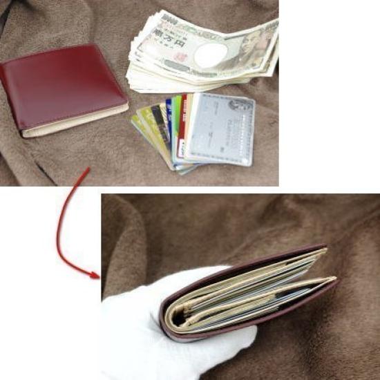 Saint Mode CORDOVAN Cordovan and Genuine Tanned Leather Bifold Wallet with Card Compartments, Bill Compartment, and No Coin Purse (Red)