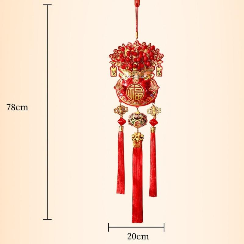 1pcs New Year Red Fruit Lucky Bag Hanging String Horse Year Hanging Decor for Living Room Home Spring Festival Decorations
