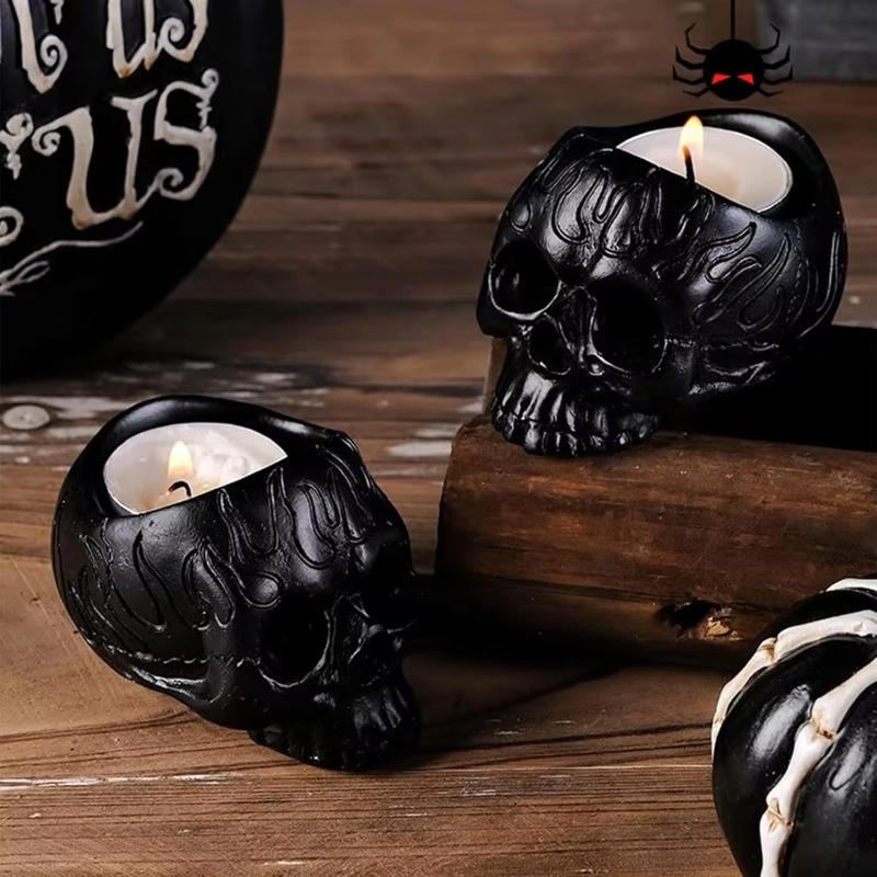Molde de candelabro de calavera, portavelas de té, molde de silicona de resina, manualidades para fiesta, Halloween, decoración