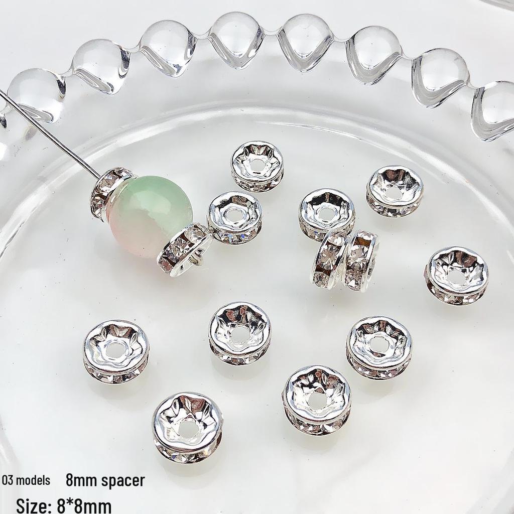 10pcs Hollow Rhinestone Spacer Beads for DIY Jewelry Making