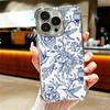 Blue And White Porcelain Pattern Plating Phone Case For Iphone 16 17 Pro Max Air 16E 14 15 Plus 12 13 Mini Anti-Fall Airabag Cov