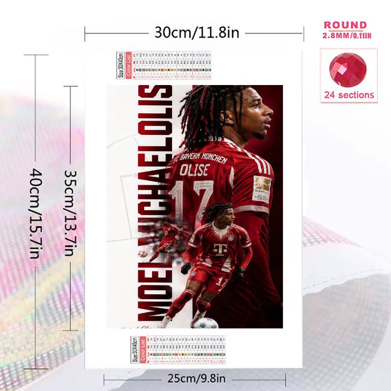 Michael Olise Football Jersey 100% Round Full Drill 5D DIY Diamond Painting Embroidery Cross Stitch Rhinestone Decor