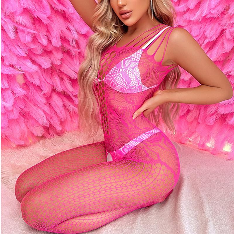 Women's Sexy Open Cut Suspenders One-piece Silk Stockings Sexy Lingerie