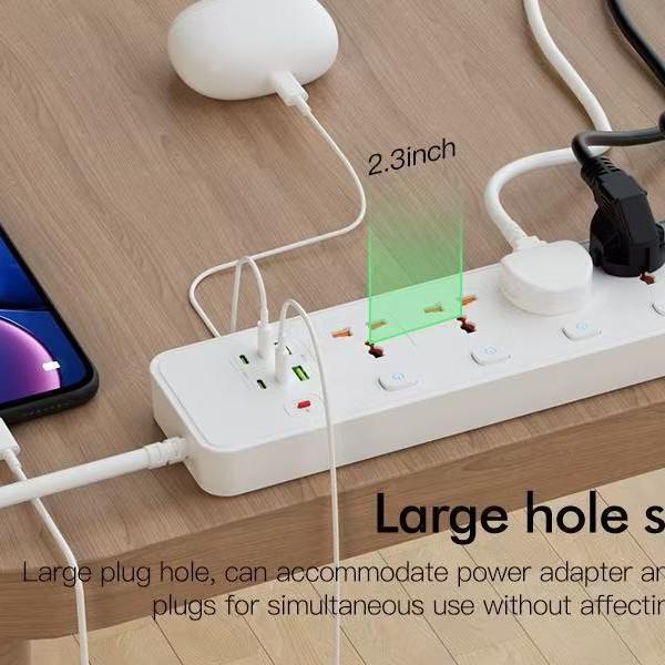 BKL25 Power Strip with 5 Universal Sockets, Independent Switch Control, and Overload Protection