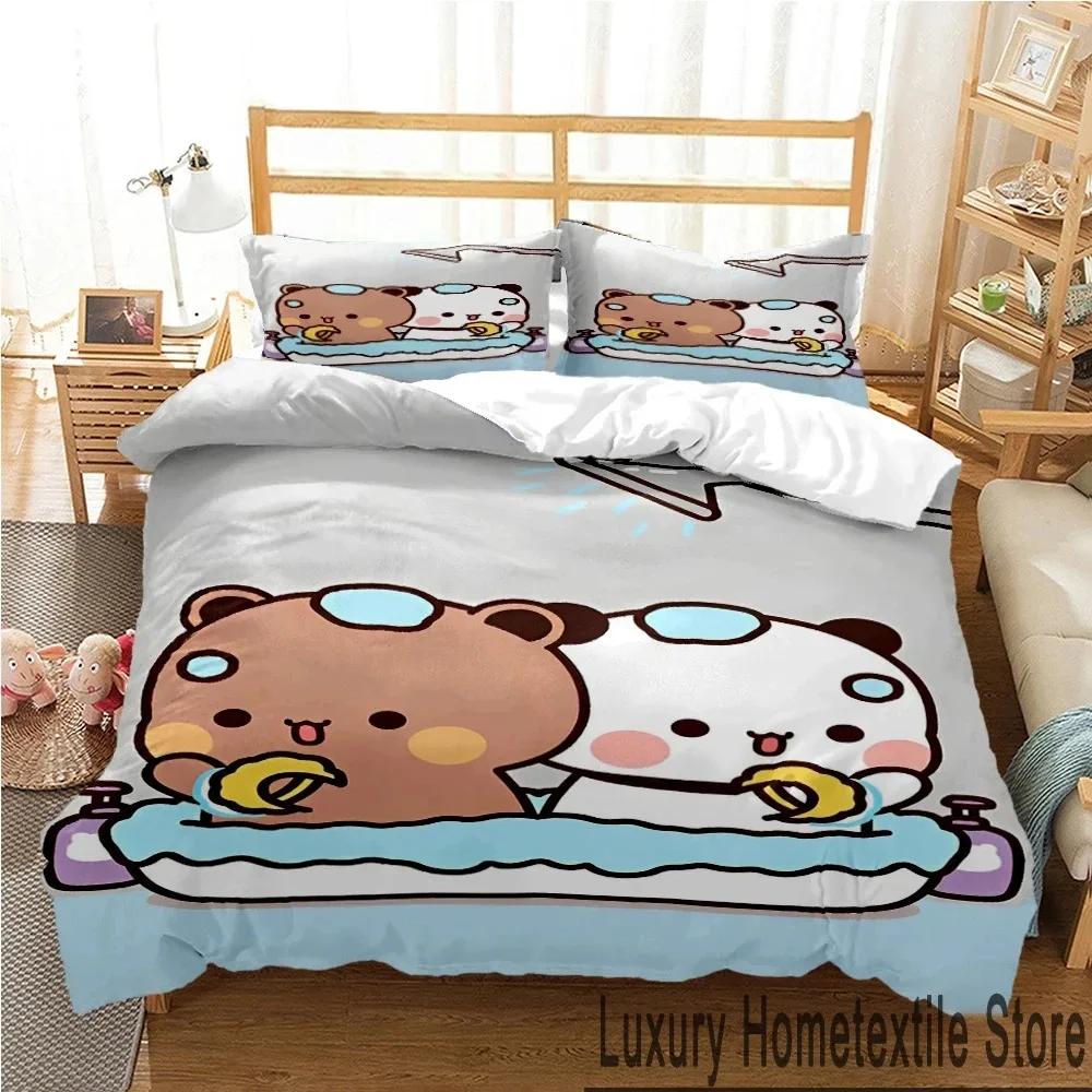 Zestaw pościeli 3D Bubu Dudu Cartoon Bear Panda dla chłopców i dziewcząt Twin Queen King Size Poszewka na kołdrę Poszewka na poduszkę Łóżko dla chłopców dla dorosłych