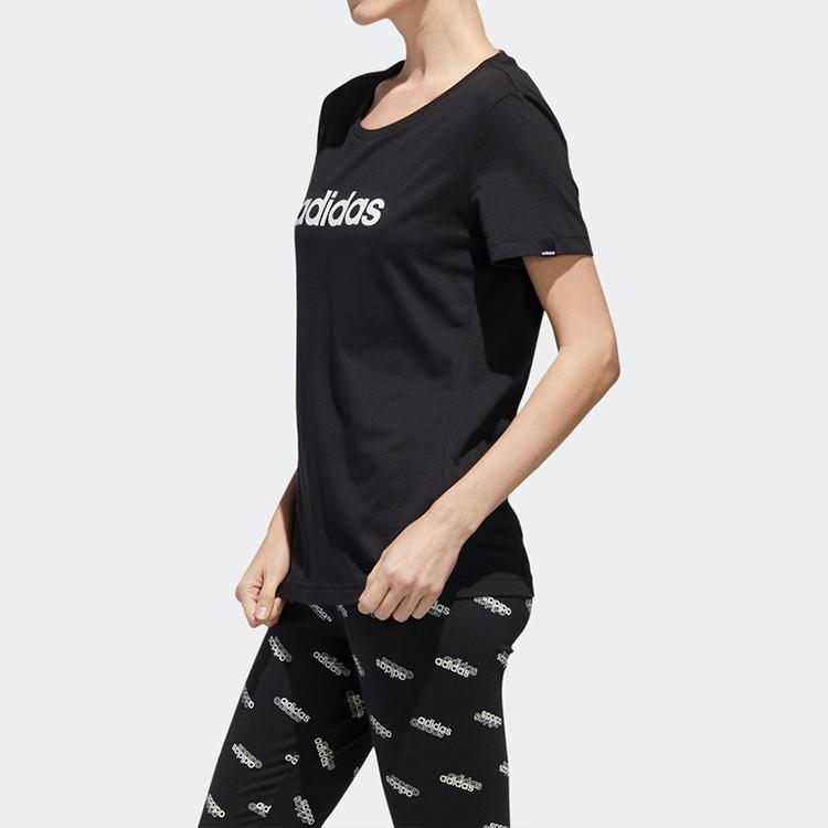 adidas T Shirts Women's Black Crew Neck Moderate Straight Fit FM6154
