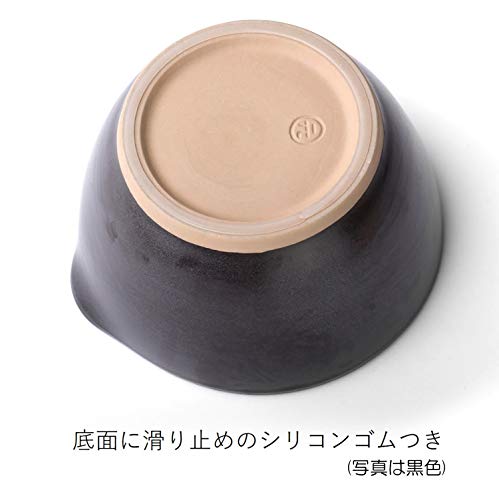 Motoju Pottery, Iwami-yaki Motosige Mortar and Pestle Set. Features a non-slip silicone base (small) with a white mat, approximately 11cm diameter, an